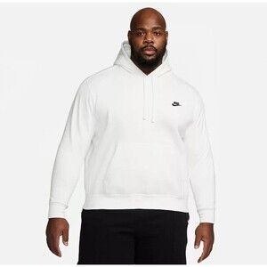 Nike Men's Sportswear Club Pullover Hoodie, White/White/Black, 3XL